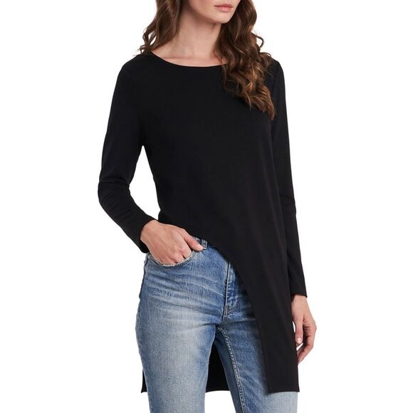 Vince Camuto Asymmetrical Tunic Top In Rich Black M - Picture 1 of 1